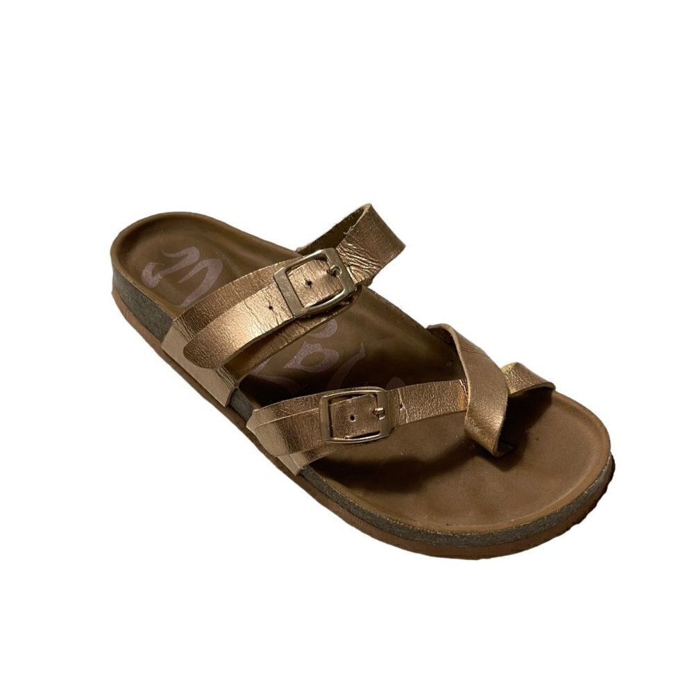 Mawpaw Womens Brown Vegan Leather Buckle Crisscross Strap Boho Sandals Size 6